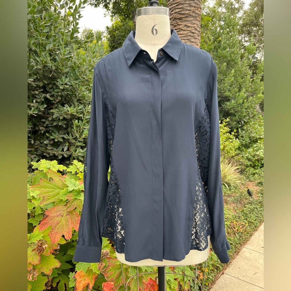 Worth New York Silk and Lace Blouse - Size L